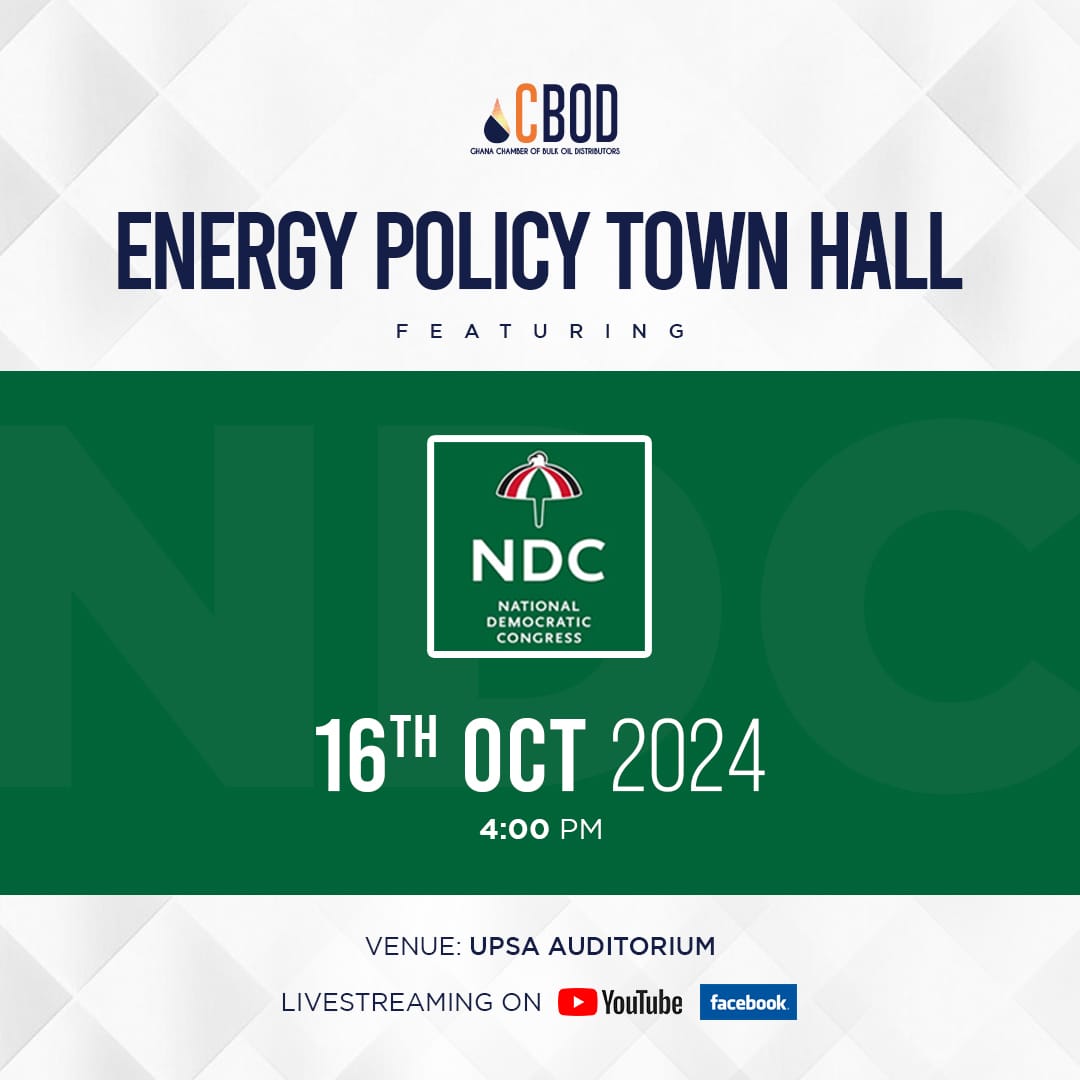 CBODGhana's tweet photo. You're invited to the CBOD Energy Policy Townhall! 🔊as we engage the NDC this Wednesday, 16th October at 4 pm at the UPSA Auditorium.
#Analyse #CBOD #EnergyTownhall #NDC #Policy https://t.co/EjXILcsEQf