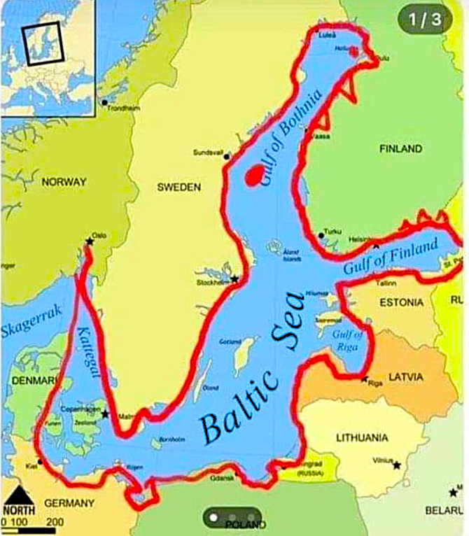 TerribleMaps's tweet image. The Baltic Sea is a crocodile eating Finland