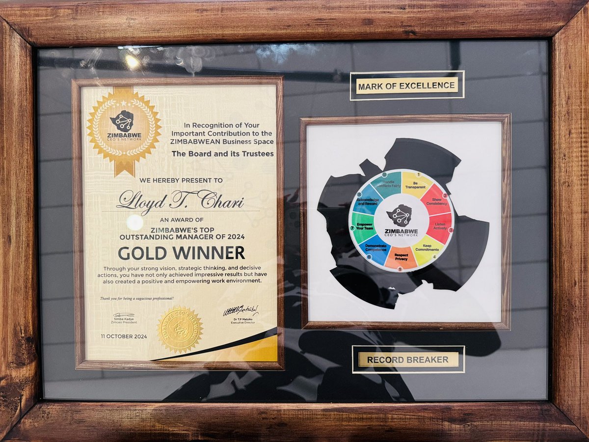 hyundaizimbabwe's tweet photo. Leadership personified! Lloyd Chari, our inspirational leader, has been recognized as Zimbabwe's Top Outstanding Manager 2024, earning the prestigious Gold Award. Your leadership inspires us all. Congratulations to you sir! @charilloyd 

#Leadership #Excellence https://t.co/SxlNjCqEk7
