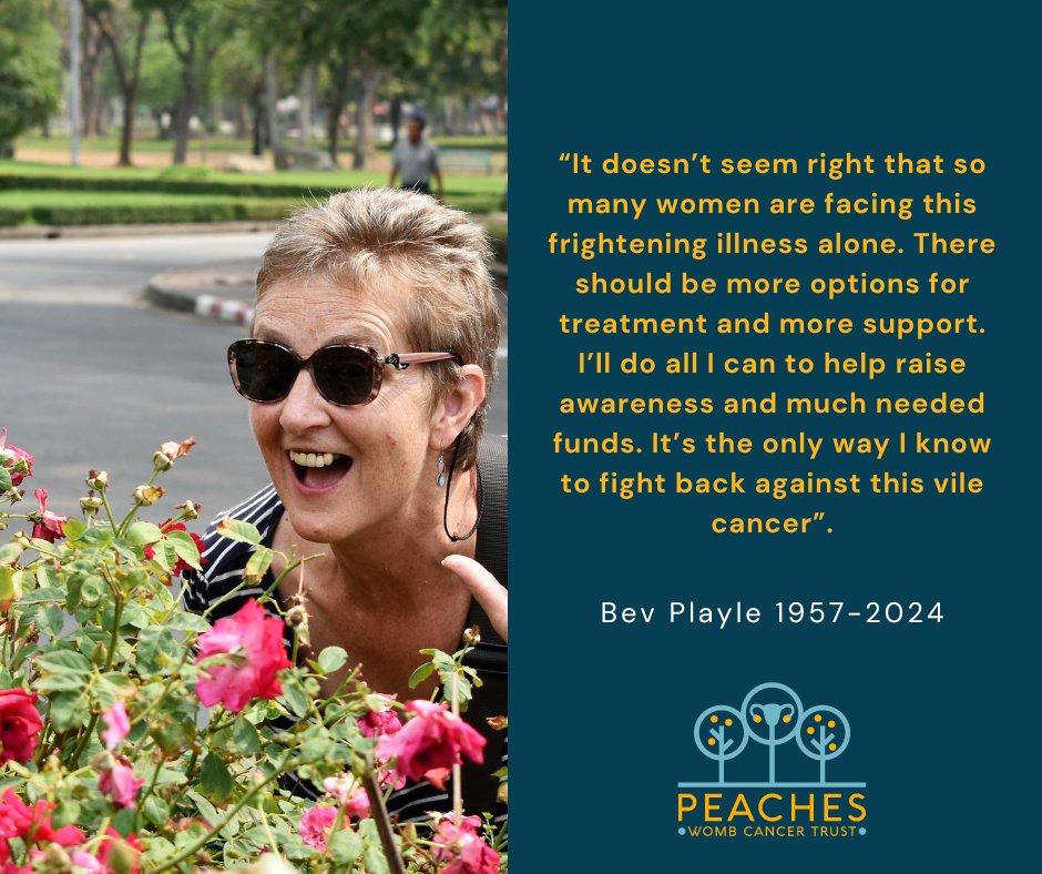 We are incredibly grateful for everything Bev did to increase awareness of womb cancer, raise funds for Peaches and her incredible ability to inspire numerous others to do the same 🙏🧡. peachestrust.org/giving-womb-ca…