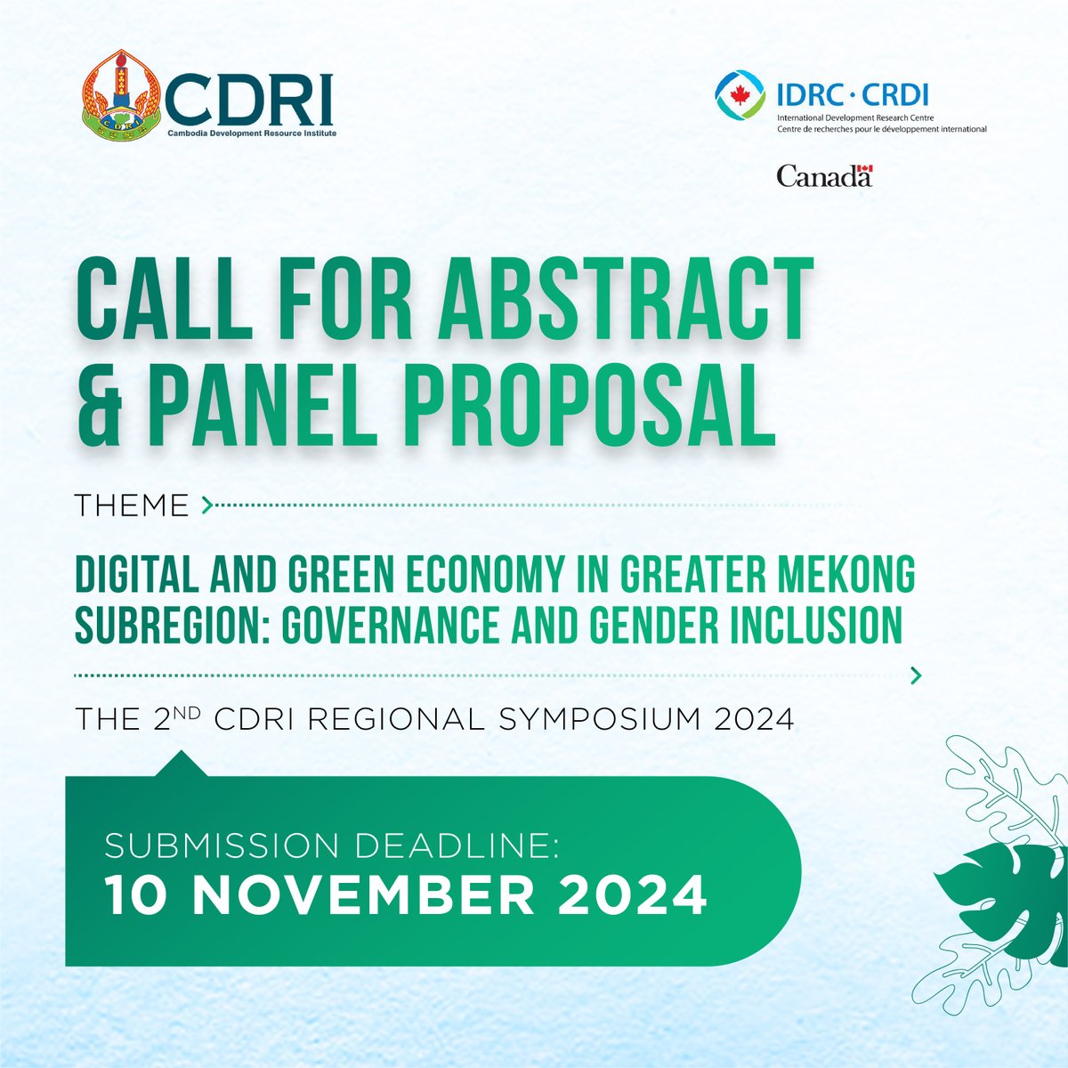 CDRI_Official's tweet photo. #CDRI is excited to invite academics, researchers, and practitioners to submit their abstracts and panel proposals for the upcoming 2nd Regional Symposium

Submit your paper here: https://t.co/sRPBme9TFX
⏰Deadline: 10 November 2024
For more information: https://t.co/ap0Vo2kQbu https://t.co/zxGLW4KCNt
