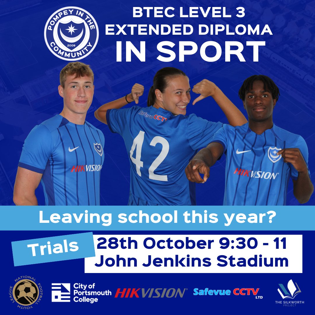 ⚽ Boys BTEC Trial Session ⚽

Interested in a career in sport? Come and join us for a BTEC taster session on Monday 28th October from 9:30 AM - 11 AM at John Jenkins Stadium. Learn more about our BTEC Level 3 Extended Diploma in Sport and see what it's all about!

📅 Date: