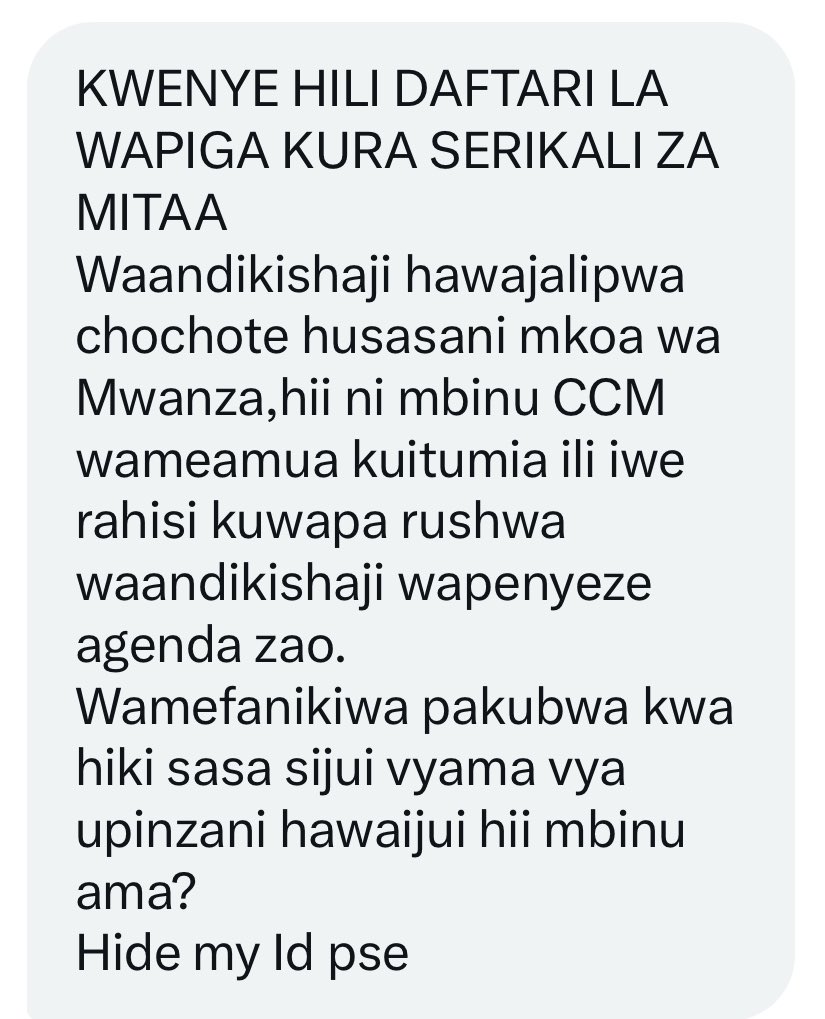 MariaSTsehai's tweet photo. 🚮CCM MTAUMBUKA SAFARI HII ‼️
Haya hawa mnaowatumia kuandikisha wanafunzi na kuchomekea majina hewa washaanza kunena!
@ChademaTz piteni huku kama la kufanyia kazi all the best
Mi naweka hapa ili ushahidi ubaki hapa kuwa mmejaribu kuharibu mchakato
Kwa bahati mbaya tumejua mchezo wenu sasa siku ya kura #TutaelewanaTu mbona? 
Wapendwa mkajiandikishe na siku ya Nov 27 nendeni kupiga kura na LINDA kura yako!