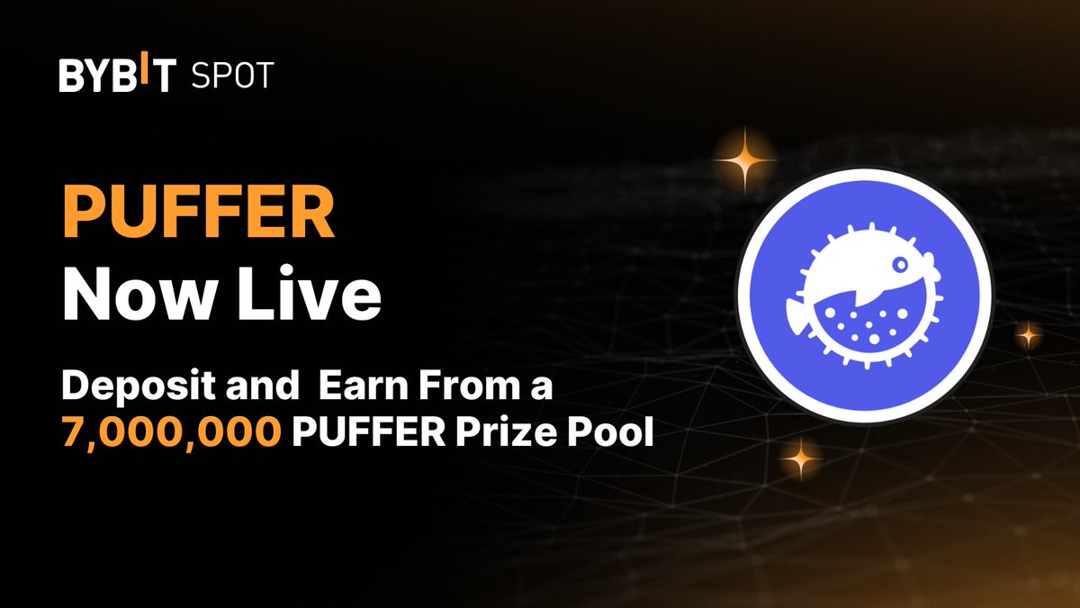 Bybit_Official's tweet photo. 📣 #PUFFER is Now Live on #BybitLaunchpool and #BybitSpot with @puffer_finance!
🌐 Learn More: https://t.co/RnjA8paRYv
💫 Join now: https://t.co/DVE1BZ0EGg
#TheCryptoArk #BybitListing https://t.co/92QUScfYp7