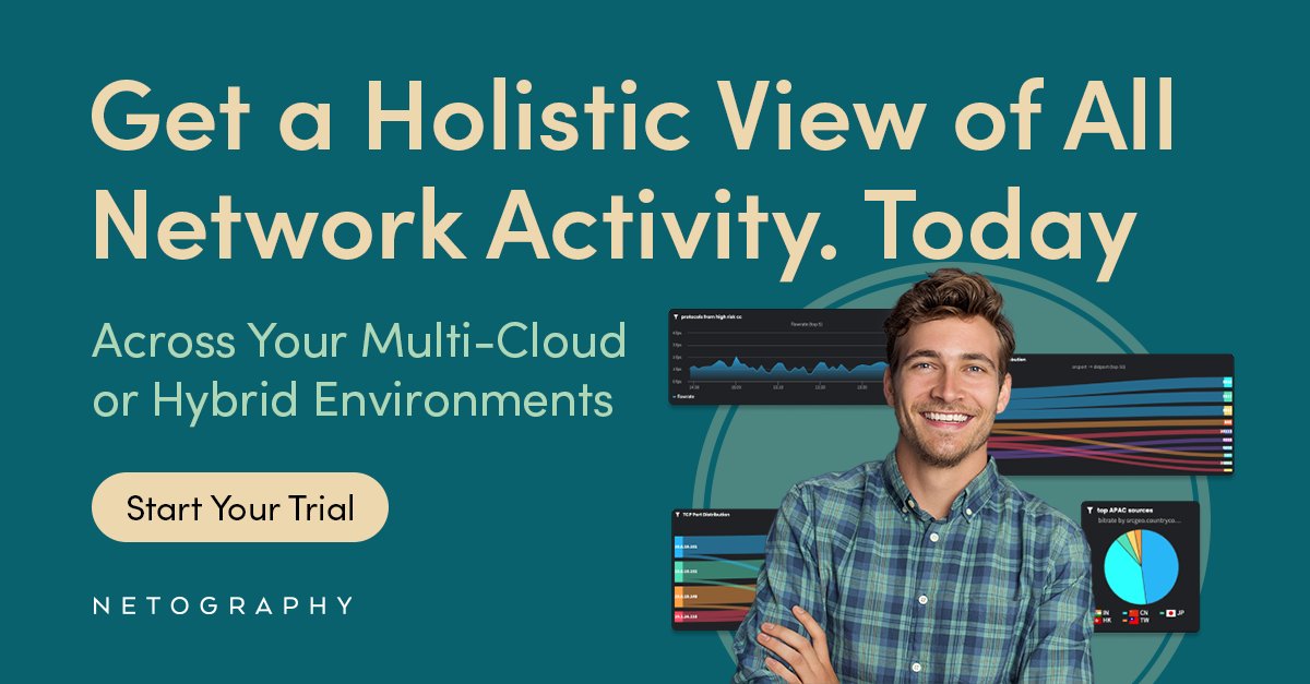 netography's tweet photo. It’s now even easier to get a holistic view of all multi-cloud or hybrid network activity—a 45-day Free Trial! Fusion's platform observes+analyzes VPC flow logs, VNet flow logs, DNS logs &amp; on-prem #FlowLogs for a real-time, contextualized view of activity.
https://t.co/o2tNC9Gp0m https://t.co/muC808TzkO