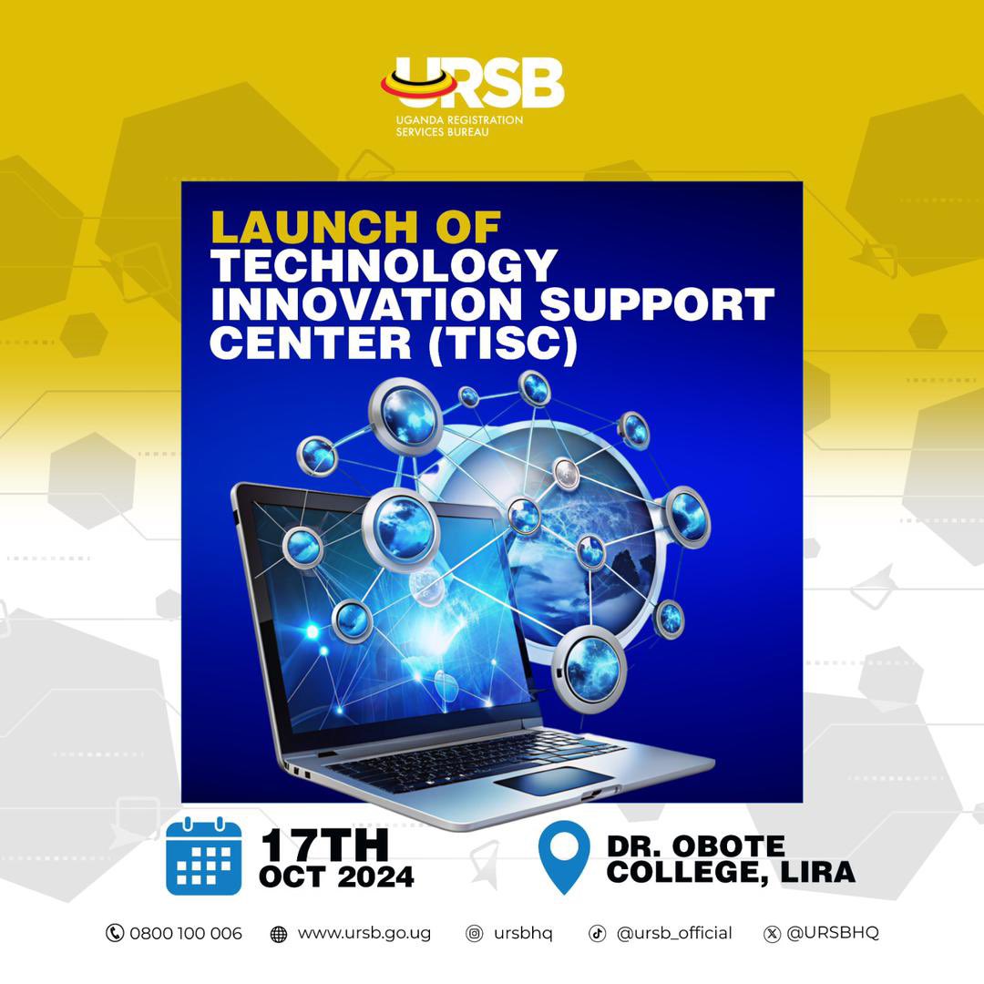 📢 Mark the date! On 17th October 2024, we launch the Technology Innovation Support Center (TISC) at Dr. Obote College, Lira. This center will empower local innovators with access to global patent information and technical tools, creating opportunities for impactful growth.