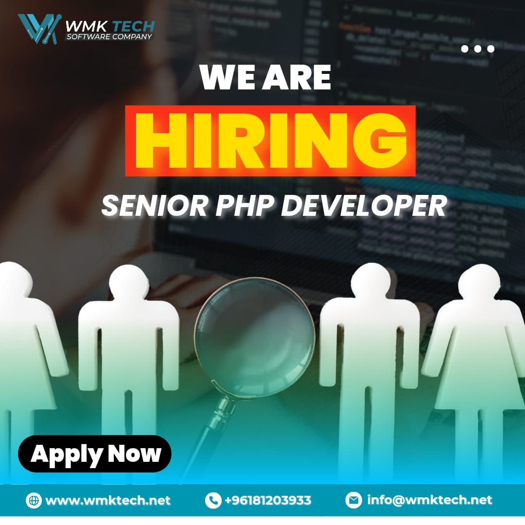 wmktech's tweet image. WMK Tech is hiring a PHP Developer! Join us to build dynamic, scalable web applications. Are you ready to code the future?
#Hiring #PHPDeveloper #TechJobs #WebDevelopment #NowHiring