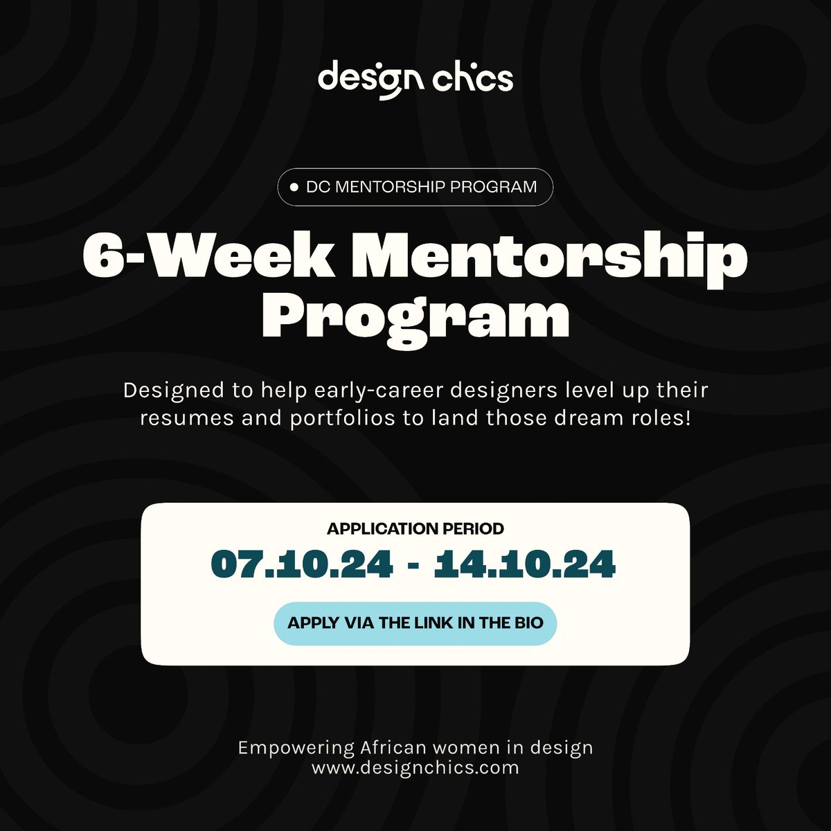 Designchics's tweet photo. Reminder ‼️‼️
The application for the mentorship program ends today! ⏰ Don’t miss your chance to connect and grow with experienced mentors. 🌟
Join the community at https://t.co/ATCUyfsZ8N to be eligible to apply for this.
#DesignChics #EmpoweringDesigners
#DesignChicsMentorship
#DesignCommunity #AfricanWomenInDesign #FemaleDesigners