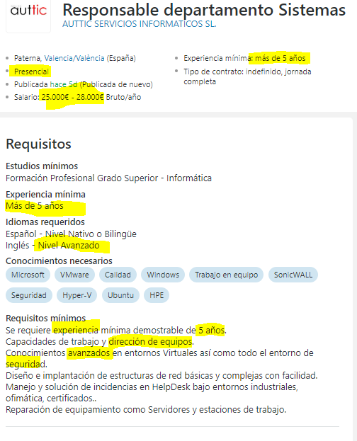 putasconsultor1's tweet photo. ofertacanallita😼
¡Responsable de sistemas low cost!: 100% presencial!, +5 años exp, hasta 5 personas a tu cargo, inglés avanzado...
Todo ello por 25k🍚
🧠💡#FaltaTalento
🏃♂️🏃♀️Se lo quitan de las 👐 https://t.co/bDkvlXXd2C