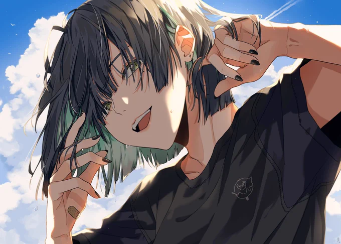 黒髪おかっぱの男の子。