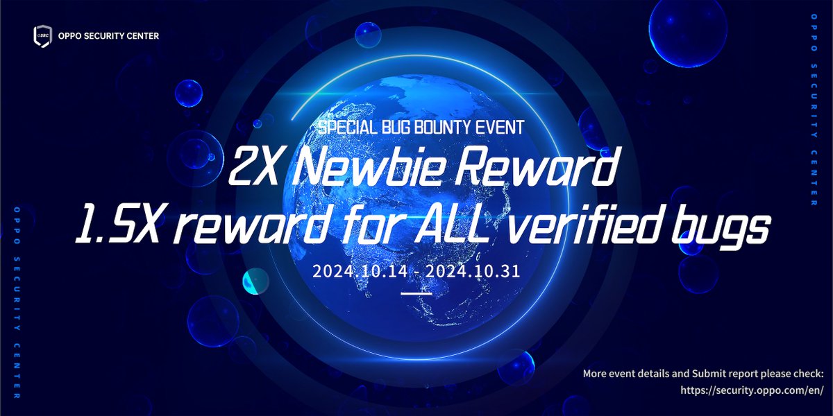 🚀 Attention, Bug Hunters! 🚀

Get ready for our special bug bounty event from October 14th to October 31st! 🌟

🎉 New Hunters: Enjoy 2X rewards on your first discovered vulnerabilities!
👑 Veteran Hunters: Claim 1.5X rewards for all verified bugs!
Don’t miss out on this