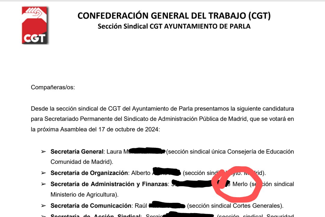 ggtdetodas's tweet photo. .@CGT_Madrid Paradojas: la territorial de Madrid en números rojos y el marido de la que fue secretaria de finanzas durante más de diez años presentándose a secretario de finanzas del sindicato de la territorial que más pasta maneja https://t.co/VobDwUCiig