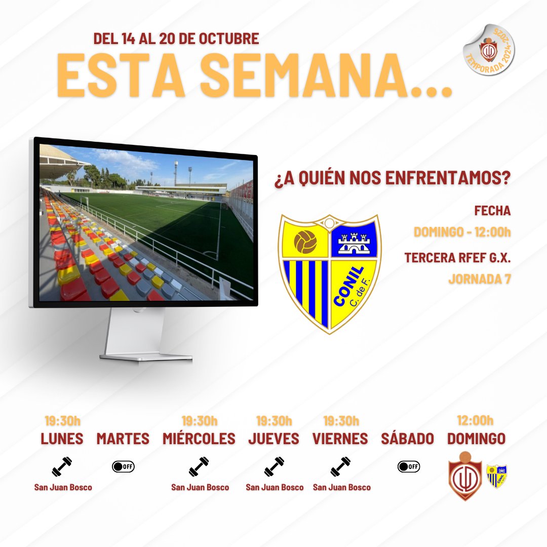 UTRERACD's tweet photo. ¡𝗩𝗼𝗹𝘃𝗲𝗺𝗼𝘀 𝗮𝗹 𝘁𝗿𝗮𝗯𝗮𝗷𝗼!
Este es el 𝘱𝘭𝘢𝘯𝘯𝘪𝘯𝘨 𝘴𝘦𝘮𝘢𝘯𝘢𝘭 para preparar el #UtreraConil de este domingo.
¡Vamos a por la tecera victoria consecutiva! 💪
#FielesATi https://t.co/5TadjOiAfJ