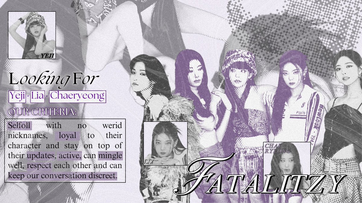 Fatalitzy's tweet photo. Reposts are appreciated. ♥

Greetings! 𝐅𝐚𝐭𝐚𝐥𝐢𝐭𝐳𝐲 is assembling, and we’re looking for Our missing members to complete the squad. If you meet the criteria below, we’re eager to hear your boldest introduction. We’re also seeking fellow SQ/OAs to build lasting connections. https://t.co/vtd1LKbRUy