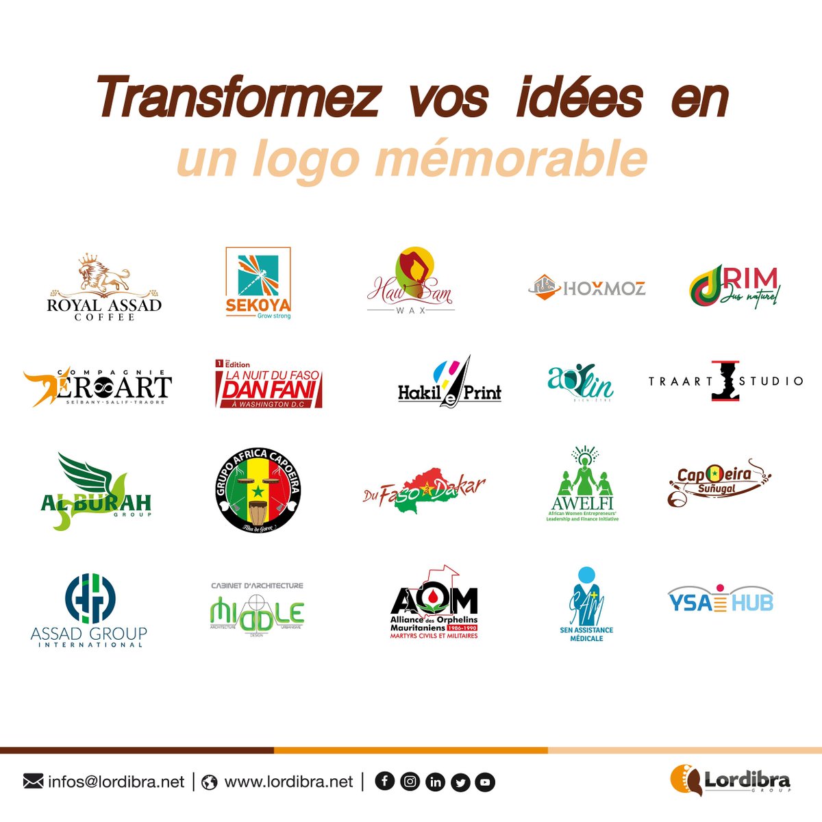 Lordibra_Group's tweet photo. 🎨 Un logo à votre image !

Chez Lordibra Group, nous concevons des logos sur mesure qui reflètent votre identité et captivent votre audience. 
🔗 Contactez-nous dès aujourd'hui pour faire briller votre marque ! 🚀
📧 infos@lordibra.net  📞+221 78 115 40 40 https://t.co/xdaGesewLP