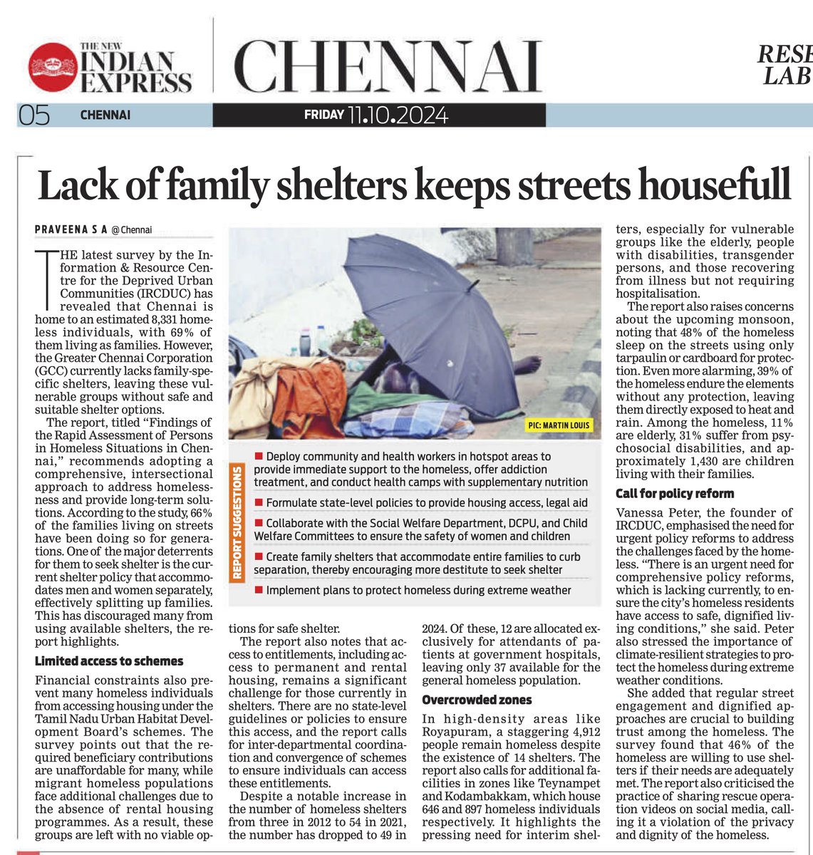 GCC must immediately release the  plan of action to safeguard the persons in homeless situation during the extreme weather conditions. The details of relief centres with contact numbers should be made public immediately for effective dissemination.  <a href="/chennaicorp/">Greater Chennai Corporation</a>