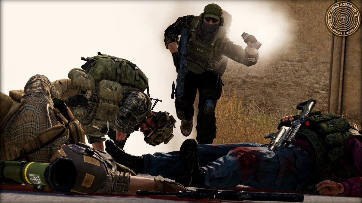 TheseusInc's tweet image. Unseen Heroic Moments: Take a look at Theseus contractors saving comrades, defying danger as facing impossible odds. These older pictures from past contracts highlight their bravery. The final photo captures the last moment of a contractor.

#Arma3 #ArmaPhotography
@ArmaPlatform
