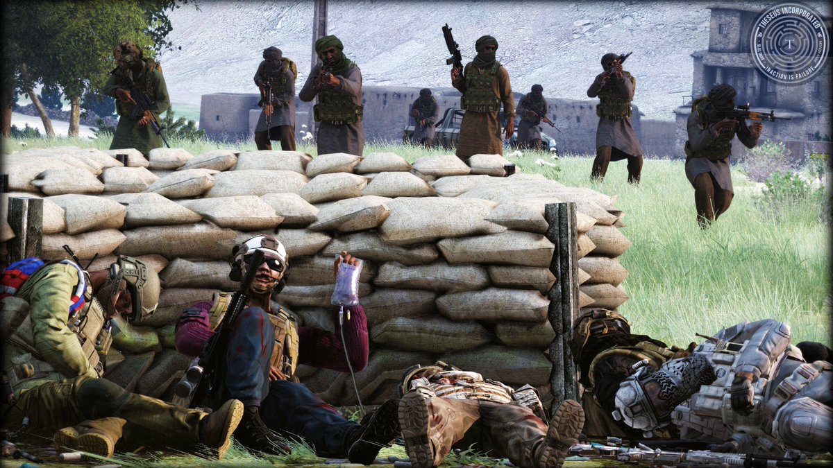 TheseusInc's tweet image. Unseen Heroic Moments: Take a look at Theseus contractors saving comrades, defying danger as facing impossible odds. These older pictures from past contracts highlight their bravery. The final photo captures the last moment of a contractor.

#Arma3 #ArmaPhotography
@ArmaPlatform