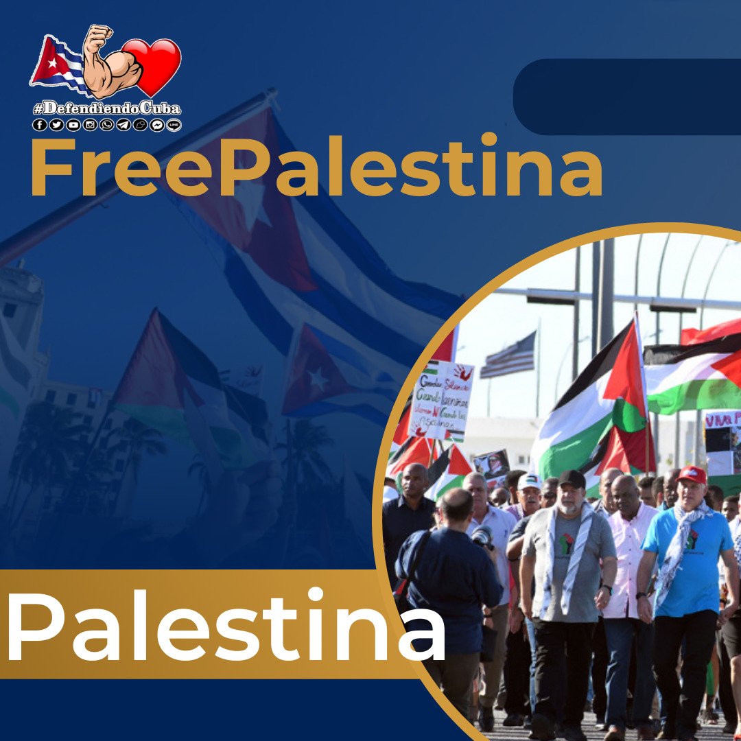 DefendiendoCuba's tweet photo. Nos vemos hoy en la tarde en  Marcha Solidaria por Palestina, desde la Fragua Martiana hasta la Tribuna Antiimperialista, en la capital de todos los cubanos.👇

‼️#Cuba marcha por #FreePalestine, con un BASTA YA al genocidio de Israel vs la Franja de Gaza‼️
#DefendiendoCuba🇨🇺💪❤️ https://t.co/eL9TWd62CW