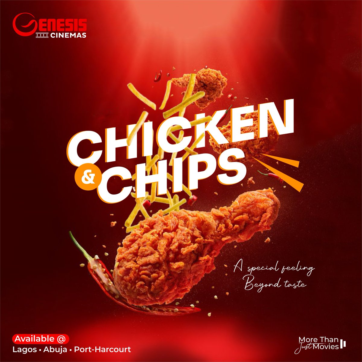 genesiscinemas's tweet image. Chicken goals!

Who else is craving our signature chicken and chips?
Our juicy chicken and crunchy chips are a match made in heaven 😋 

Crispy, juicy, irresistible... 🍗 

#chickenandchips 
#chickenandwaffles 
#genesiscinemas