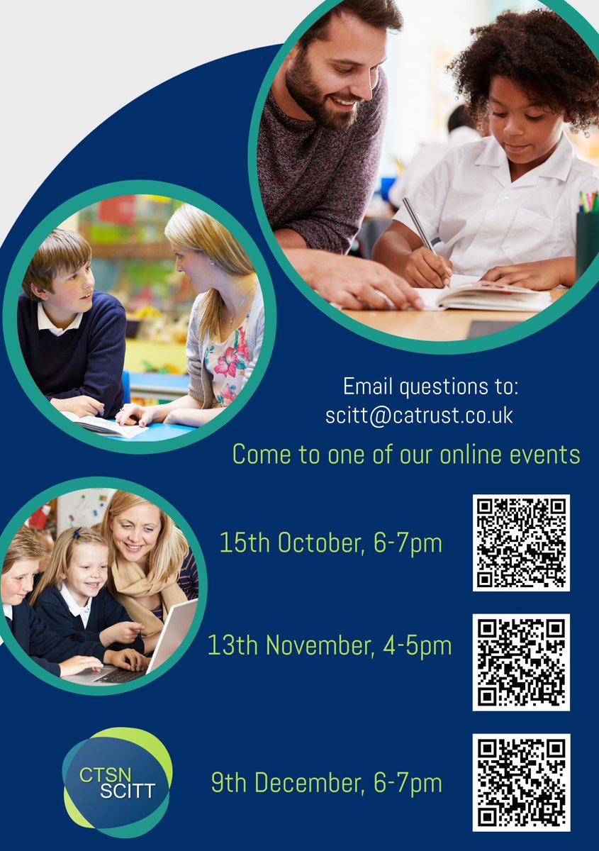 Interested in primary or secondary teaching? Learn on a school-based SCITT programme where the trainers' enthusiasm and dedication is passed on to its trainees. CTSN SCITT #ctsnscitt #gettintoteaching #traintoteach #teachertraining buff.ly/3mBXKiY