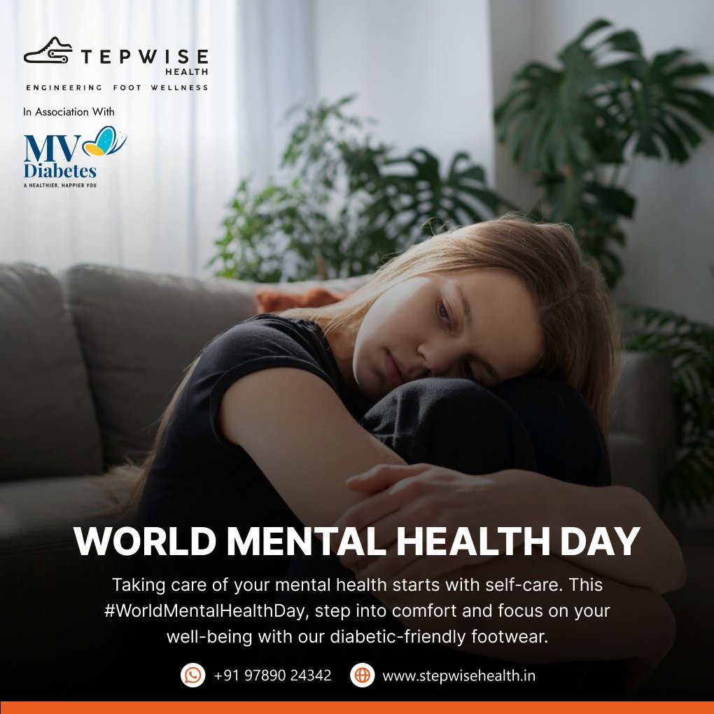 World Mental Health Day

Taking care of your mental health starts with self-care. This #WorldMentalHealthDay, step into comfort and focus on your well-being with our diabetic-friendly footwear.
#FootCareAndWellbeing #StepwiseHealth

Shop Now: stepwisehealth.in