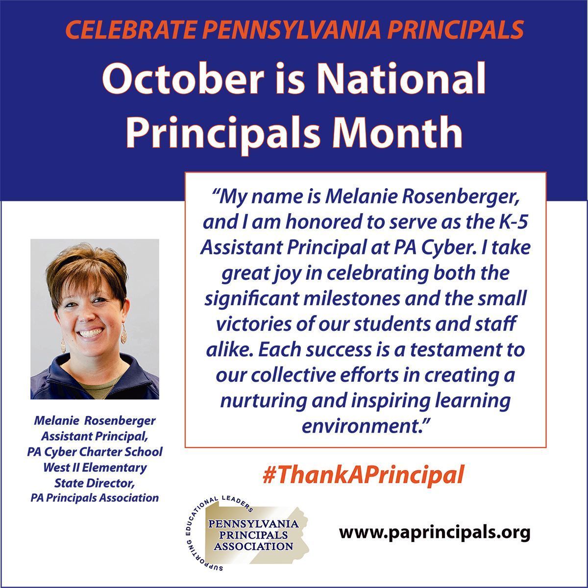 The purpose of National Principals Month is to honor the dedication and hard work of school principals and to show appreciation for their contributions to the success of students, schools &amp; communities. #NATIONALPRINCIPALSMONTH #THANKAPRINCIPAL #PAPRINCIPALS <a href="/MRosen1848/">Melanie</a> <a href="/PACyber/">PA Cyber</a>