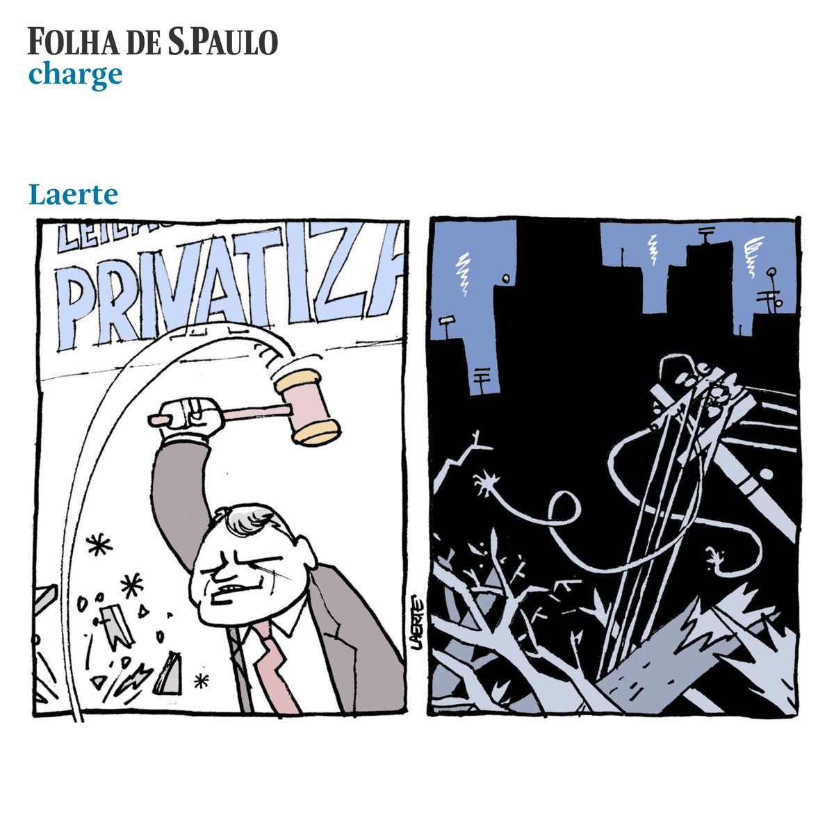 folha's tweet image. Esta é a charge de Laerte (@LaerteCoutinho1) publicada em todas as plataformas da Folha. Quer ver mais charges do jornal? Acesse folha.com/charges