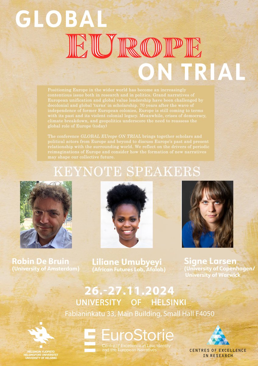 Remember to register for the Global EUrope on Trial conference by November 18th using this link: 🔗lyyti.in/Global_EUrope_…