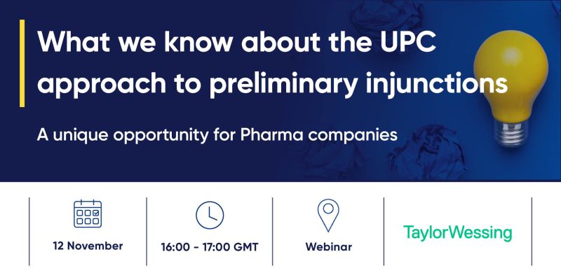 Join us for a virtual discussion on the Unified Patent Court's (#UPC) approach to preliminary injunctions: 

📅 12 November 2024 
⏰ 16:00 - 17:00 GMT 
📍 Webinar 
🔗 bit.ly/4eyPslz