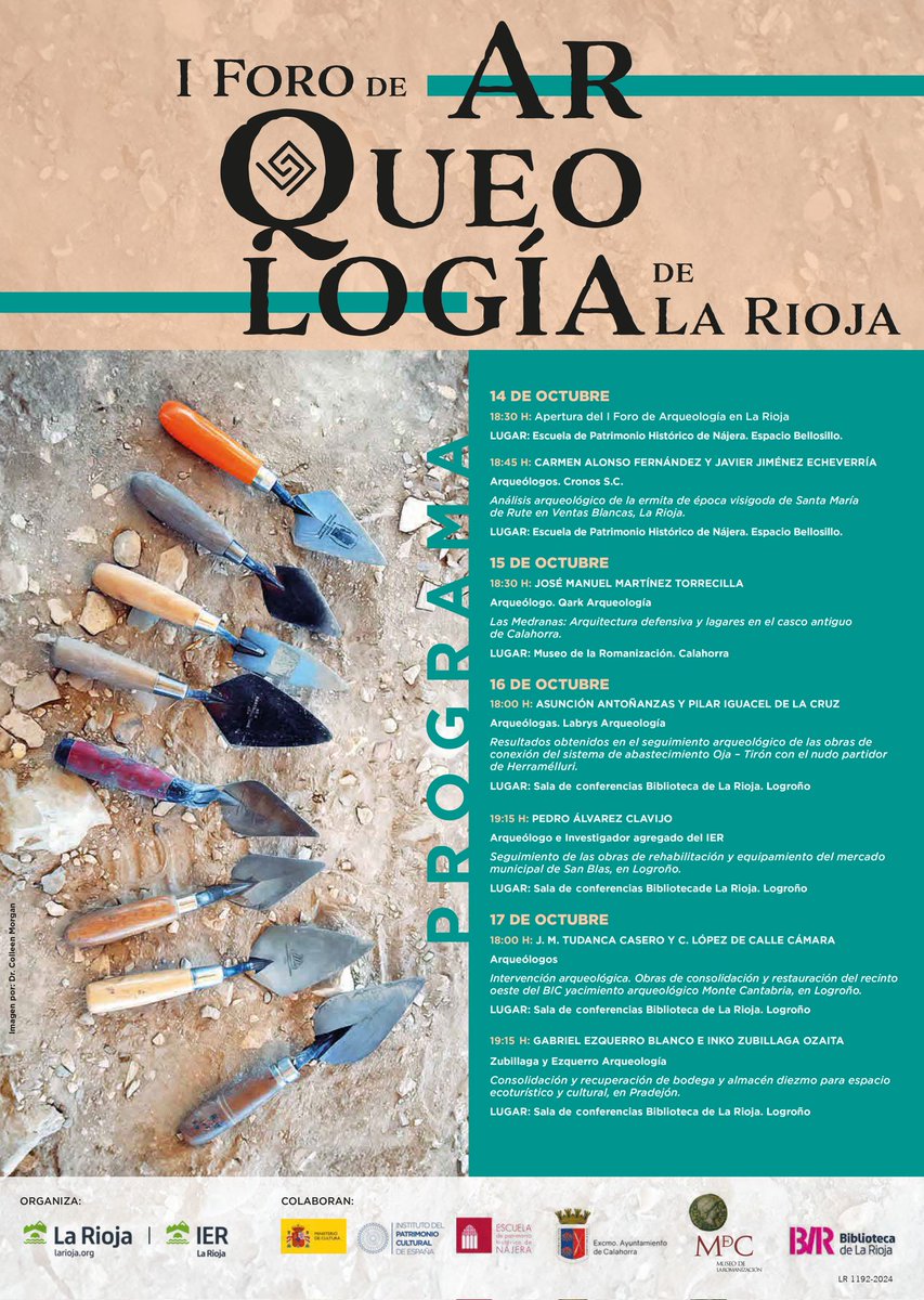 Gaezquer's tweet image. Hoy arranca el I Foro de Arqueología de La Rioja, organizado por el @InstitutoIER y el jueves será nuestro turno con la historia del almacén del diezmo de Pradejón. No os lo perdáis!!