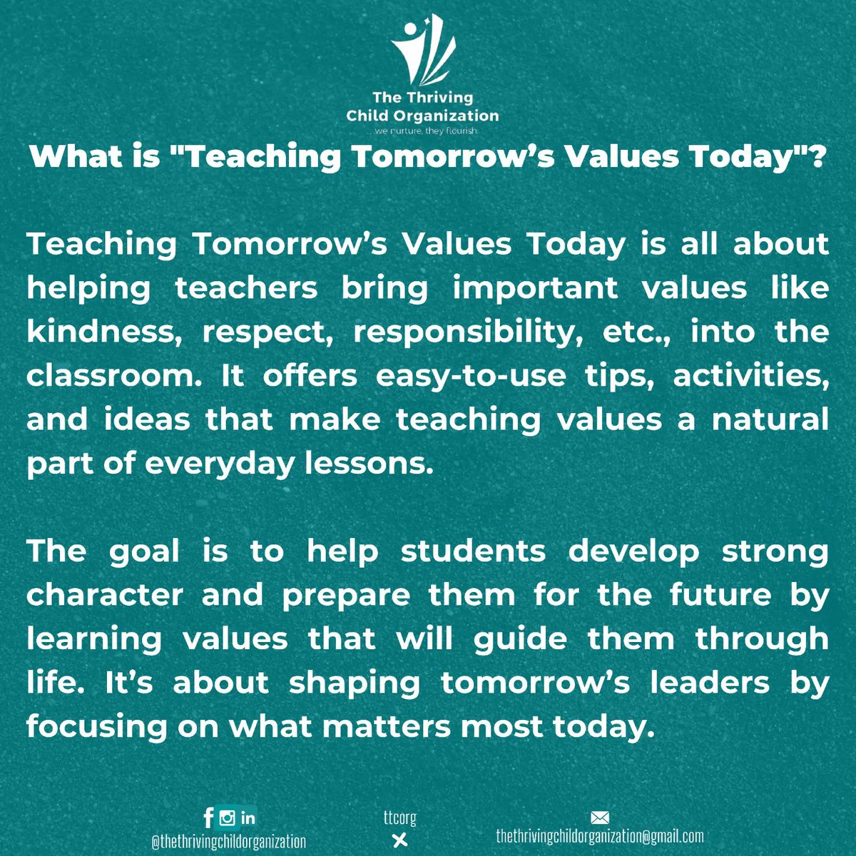 ttcorg's tweet photo. Together, we can raise the next generation of independent, responsible, initiative, thoughtful, and compassionate leaders.
Follow along for simple tips, engaging activities, and inspiring stories to make values education a natural part of your classroom. #valueseducation #ttcorg https://t.co/RU7FeUx0ic
