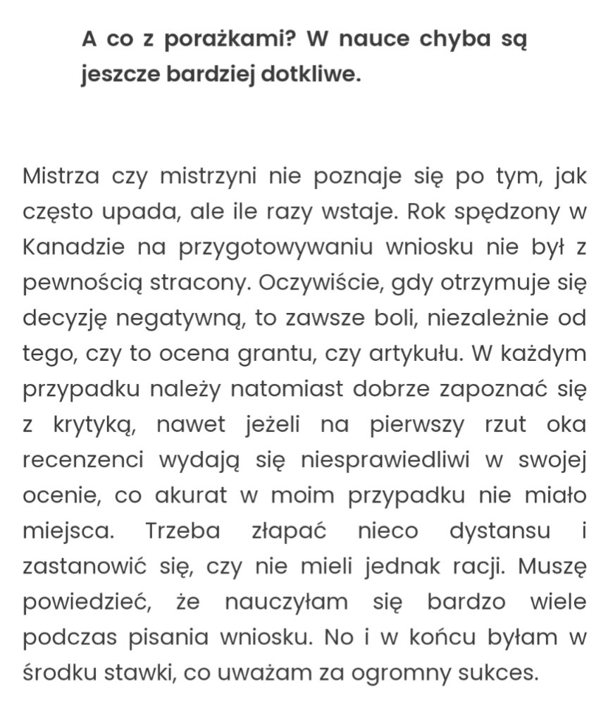 W nowym <a href="/ForumAkad/">Forum Akademickie</a> bardzo dobry wywiad z <a href="/karolinakremens/">Karolina Kremens</a> (gratulacje!). Szczególnie bliskie jest mi to myślenie o znaczeniu porażki, ale i wartości informacji zwrotnej, w drodze akademickiej, ale polecam cały wywiad ✨.