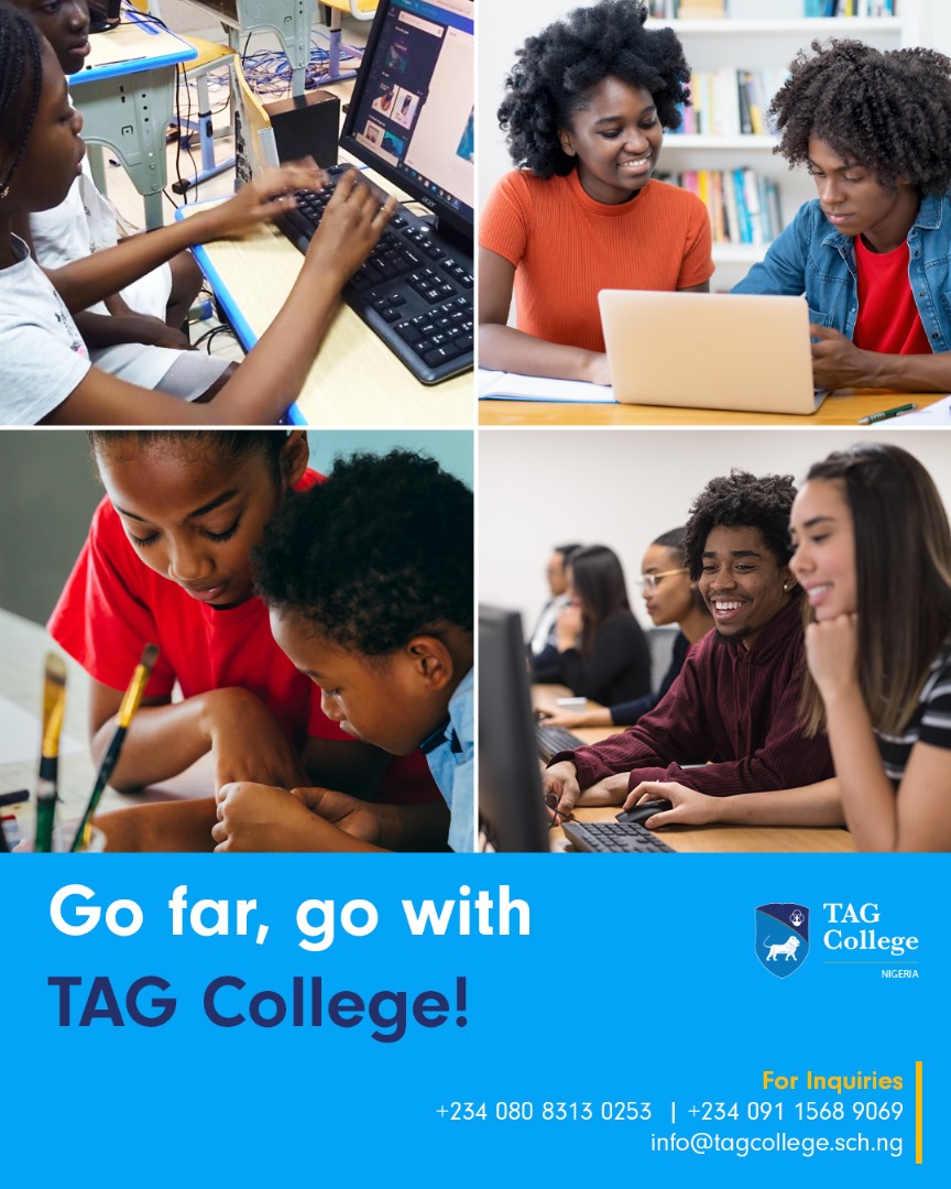 Your gateway to top-ranked universities starts here. Go far, go with TAG College! ✈️🎓​
For Inquiries:​
📞+234 080 8313 0253​ +23409115689069 ​
📩 info@tagcollege.sch.ng​

#GoFarWithTAG #TAGCollege #UniversityAdmissions #GlobalOpportunities #InternationalEducation #2024Admissions