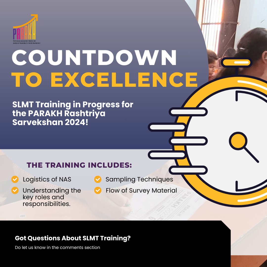 parakh_ncert's tweet photo. 📣 #PARAKH #RashtriyaSarvekshan2024: Training Begins!
#SLMTs are undergoing #training to lead #districtlevel educators in the upcoming PARAKH Rashtriya Sarvekshan 2024. Covering logistics, survey flow, and sampling techniques, they ensure an accurate survey for a #ViksitBharat https://t.co/7Qmezu3N6D
