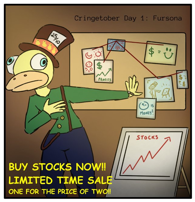 DiscloseDoctor's tweet photo. Guys I think we should buy stocks

#Fursona #Cringetober #StockMarket https://t.co/idB9steuKX