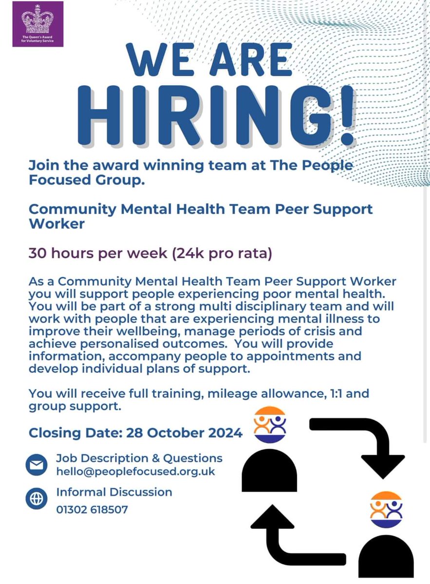 Glyn Butcher (@glynbutcher) on Twitter photo This post is one of <a href="/pfgdoncaster/">People Focused Group</a> partnership roles with <a href="/rdash_nhs/">RDaSH NHS FT</a> as an integral part of a Community Mental Health Team.
We are looking for someone with lived experience
#vacancy
#DoncasterJobs
#jobs
#vacancies
#career
#careers
#recruitment
#Yorkshire
#hiring This post is one of <a href="/pfgdoncaster/">People Focused Group</a> partnership roles with <a href="/rdash_nhs/">RDaSH NHS FT</a> as an integral part of a Community Mental Health Team.
We are looking for someone with lived experience
#vacancy
#DoncasterJobs
#jobs
#vacancies
#career
#careers
#recruitment
#Yorkshire
#hiring
