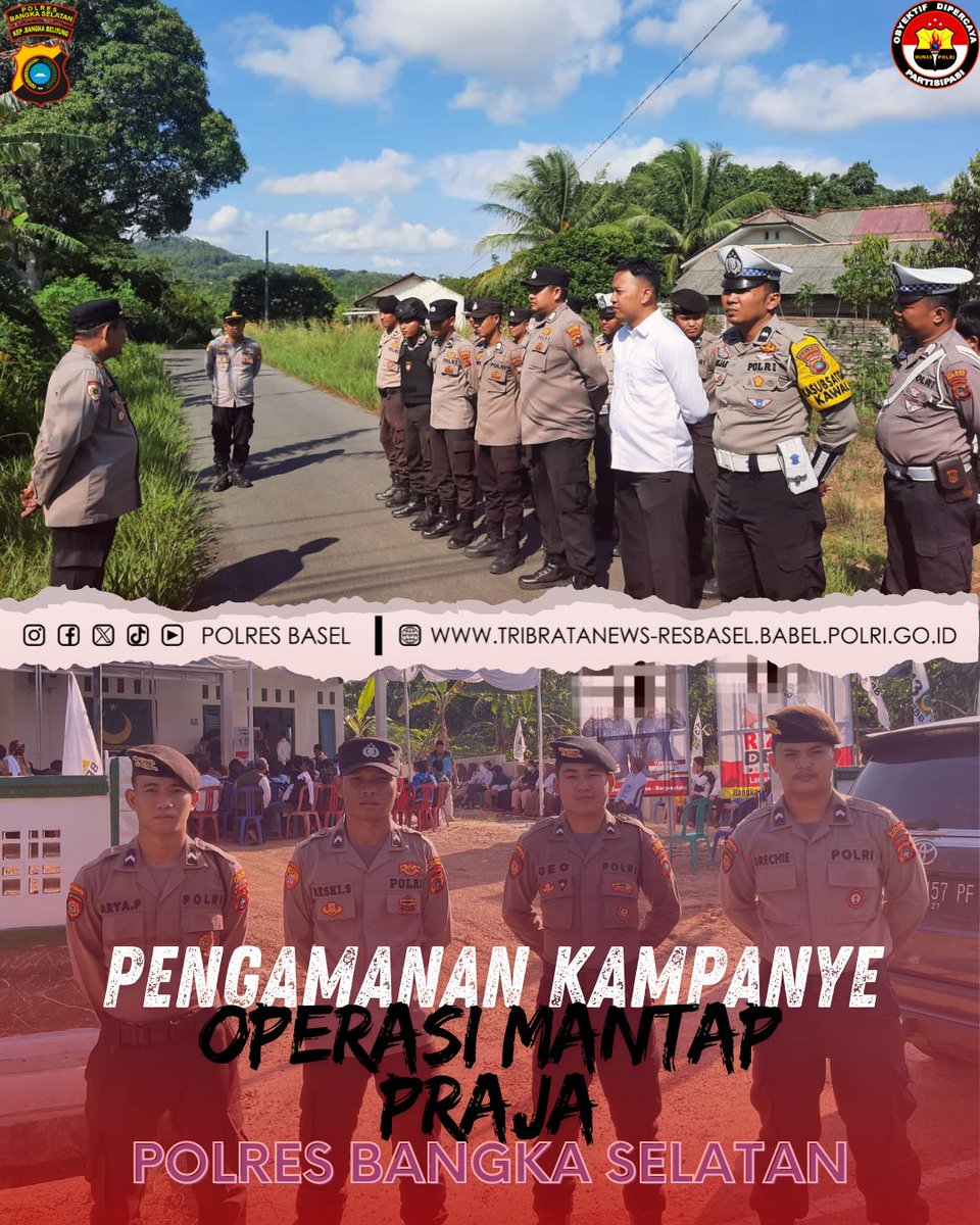 polres_basel's tweet photo. Personel Satgas Operasi Mantap Praja Menumbing 2024 Polres Bangka Selatan
Melaksanakan Kegiatan Pengamanan Kampanye Tatap Muka Salah Satu Paslon Bupati dan Wabup Pilkada 2024 di Toboali.
#omp2024
#pilkadadamai
#bangkaselatan
#polri
#presisi
#polresbasel
@divisihumaspolri https://t.co/eVxntQKAse