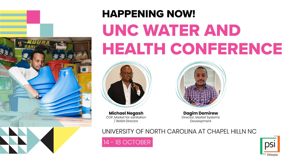 #HappeningNow
PSI Ethiopia is actively participating in the ongoing UNC Water and Health Conference, a gathering of policymakers, practitioners, &amp; researchers focused on advancing WASH access.

Learn more by joining us online🔗waterinstitute.unc.edu/our-work/virtu…