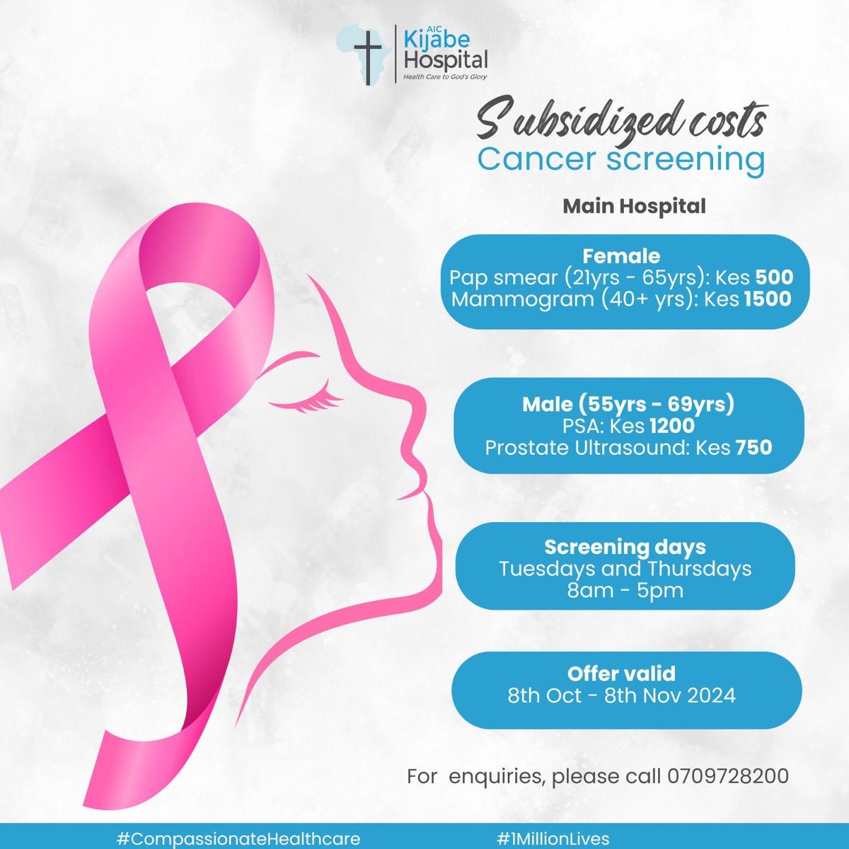 📣Subsidized costs! 

This month, take the first step - get screened and bring your loved ones along.

#CompassionateHealthcare #1Millionlives