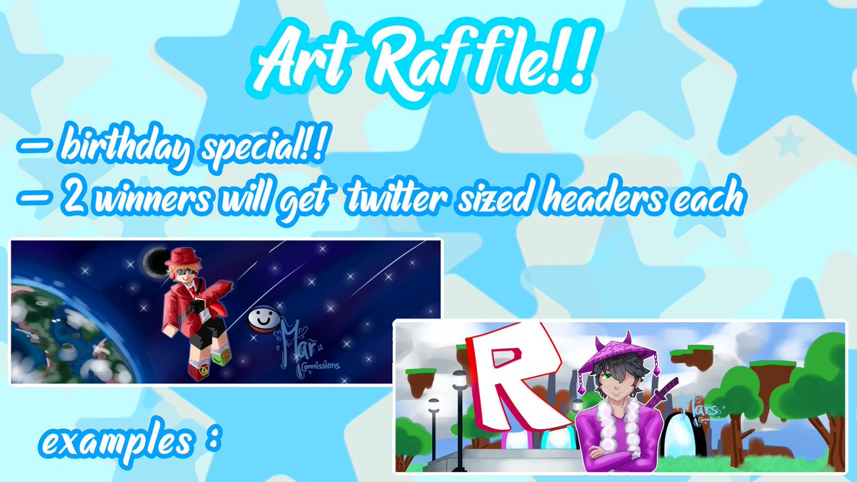 MarEpicAcc's tweet photo. *ART RAFFLE!*
THE REWARDS ARE IN THE IMAGE BELOW
.
-Like this post ♥️
-Retweet ♻️
-Follow my acc 👤  
-Tag a friend below in the replies (optional)👇
Ends on 1st november
.
GOOD LUCK!! ☘️
#artraffle #roblox #RTC #robloxart #giveaway #birthday (ALT) https://t.co/iSHpbOWDa5