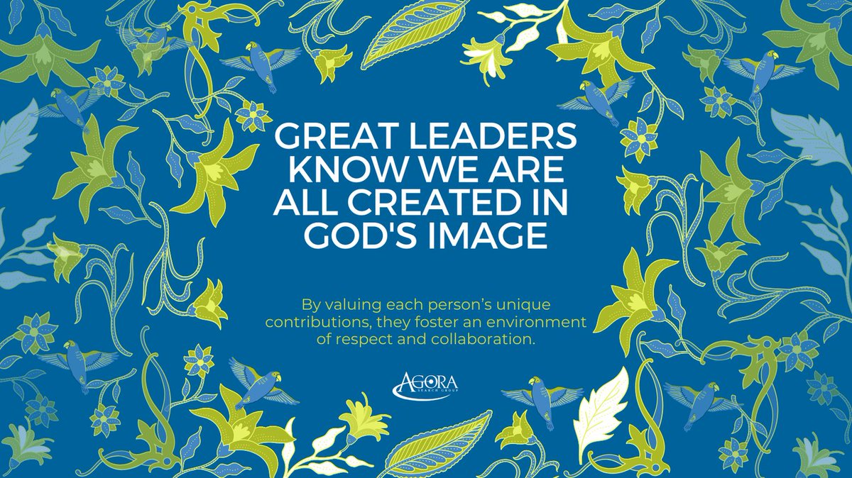AGORASearchGrp's tweet photo. Great leaders recognize that we are all created in God's image and embrace every opportunity to lead with equality. Let’s commit to leading with love and justice! 

#SeniorPastor #pastorsearch #leadership #CreatedInGodsImage https://t.co/Iv9LAYBigX