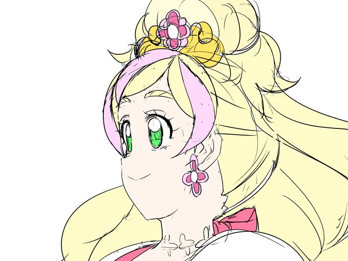 頬と鼻を分けて線引きした習作 