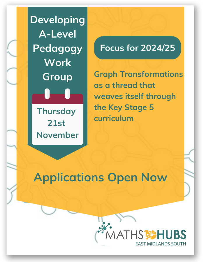Our Developing A-Level Pedagogy Work Group is back for 2024/25 and focusing on graph transformations. Find out more and apply by visiting our website linked below:

bit.ly/3BDqQJK

<a href="/blatherwick_sam/">Sam Blatherwick</a>
