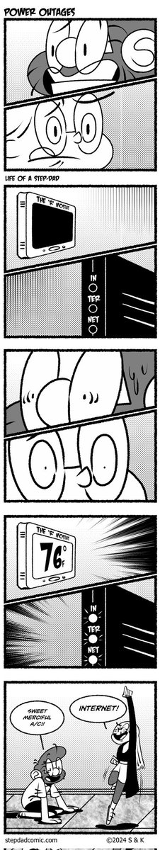 #milton took it a bit easy on us, even though we were on the dirty side of the storm. Just borrowed our power and internet for a few boring, muggy nights

stepdadcomic.com

#webcomics #comics #webtoons #comicstrip #sliceoflife #journalcomic #LifeOfAStepdad #stepdad #kiddo