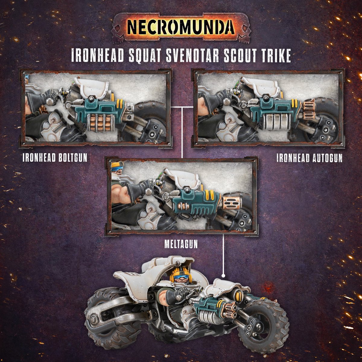warhammer's tweet photo. Remember when Squats rode trikes? Well, they're coming back! 

Check out the new Ironhead Squat Prospectors miniatures for Necromunda. https://t.co/svtDuLITZg

#Necromunda #WarhammerCommunity https://t.co/CBXm1H2gBt