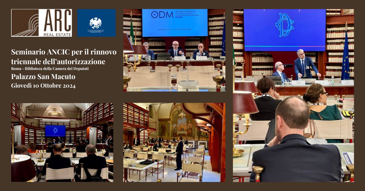 ARC_RealEstate's tweet photo. ⭐️ARC ha partecipato al Seminario ANCIC per il rinnovo triennale della licenza, tenutosi il 10 ottobre 2024 nella Biblioteca di Camera dei Deputati. Un'importante occasione di formazione con CEO e esperti del settore Credit Risk e Risk Management. Grazie a tutti per il contributo https://t.co/ZhHa3Nf3Kj