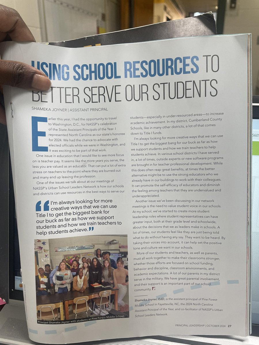 Dr Shameka Joyner (@joyner_shameka) on Twitter photo Happy to get the hard copy of my article today in the <a href="/NASSP/">National Assoc. of Secondary School Principals</a> Principal Leadership magazine! Such an encouraging way to start my week! Happy to get the hard copy of my article today in the <a href="/NASSP/">National Assoc. of Secondary School Principals</a> Principal Leadership magazine! Such an encouraging way to start my week!