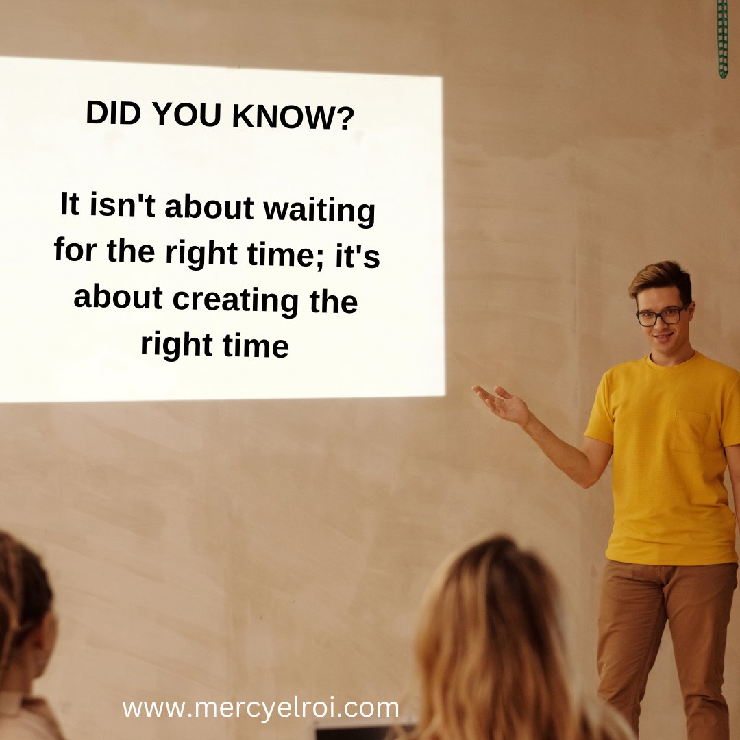 mercyelroi's tweet image. Did you know?
Creating the right time helps to achieve greater dreams

#PersonalGrowthChallenge #onlinecoachingprogram #lifecoaching #mercyelroi