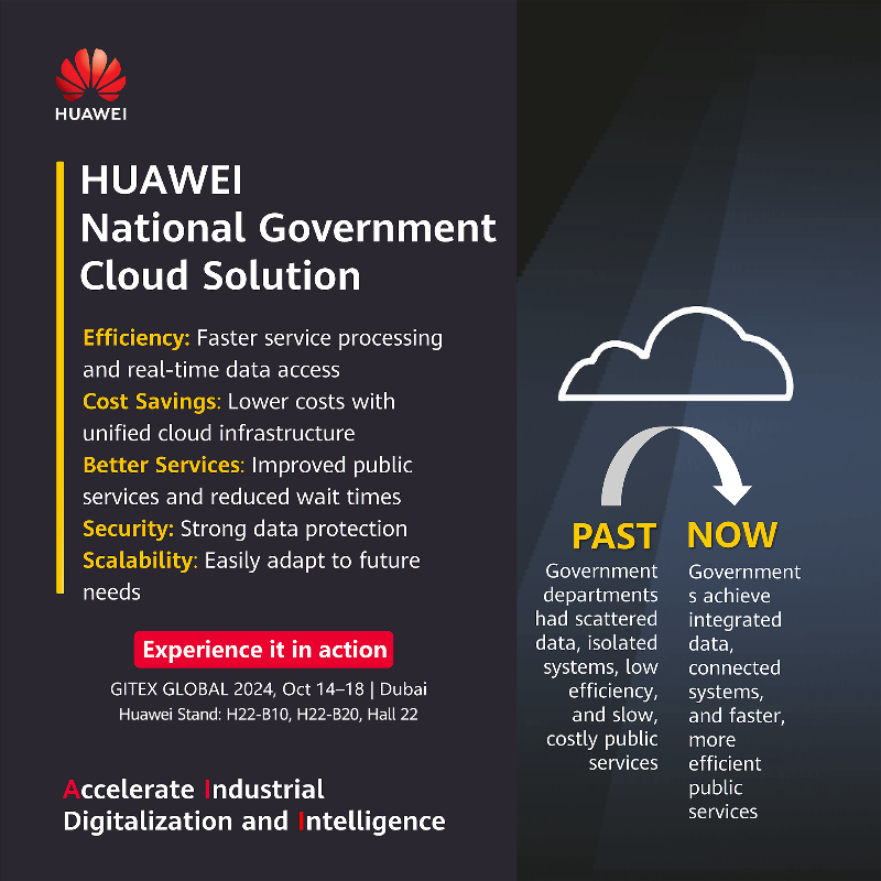Huawei_ME's tweet photo. Accelerate industrial intelligence with Huawei! From smart governance &amp; financial services to retail, power grids, mining, and oil &amp; gas, Huawei’s AI-powered solutions drive efficiency, safety &amp; innovation. Experience it in action at #HuaweiGITEX: https://t.co/kMLXjZS8RH #GITEX24